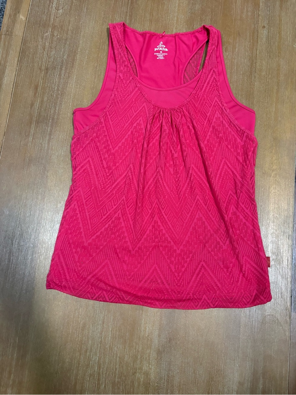 Prana Pink Chevron-Texture Racerback Tank